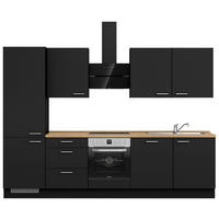 KÜCHENLEERBLOCK 300 cm   in Schwarz, Eichefarben  - Edelstahlfarben/Eichefarben, MODERN, Holzwerkstoff/Metall (300cm) - Nobilia