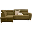 ECKSOFA inkl. Funktionen Olivgrün Samt  - Olivgrün, Natur, Holz/Textil (206/261cm) - Venda