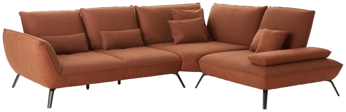 ECKSOFA Kupferfarben Flachgewebe  - Schwarz/Kupferfarben, Design, Textil/Metall (310/250cm) - Moderano
