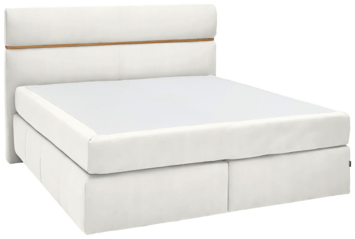 BOXSPRINGBETT 180/200 cm  in Weiß, Eichefarben  - Eichefarben/Schwarz, KONVENTIONELL, Holz/Kunststoff (180/200cm) - Dieter Knoll