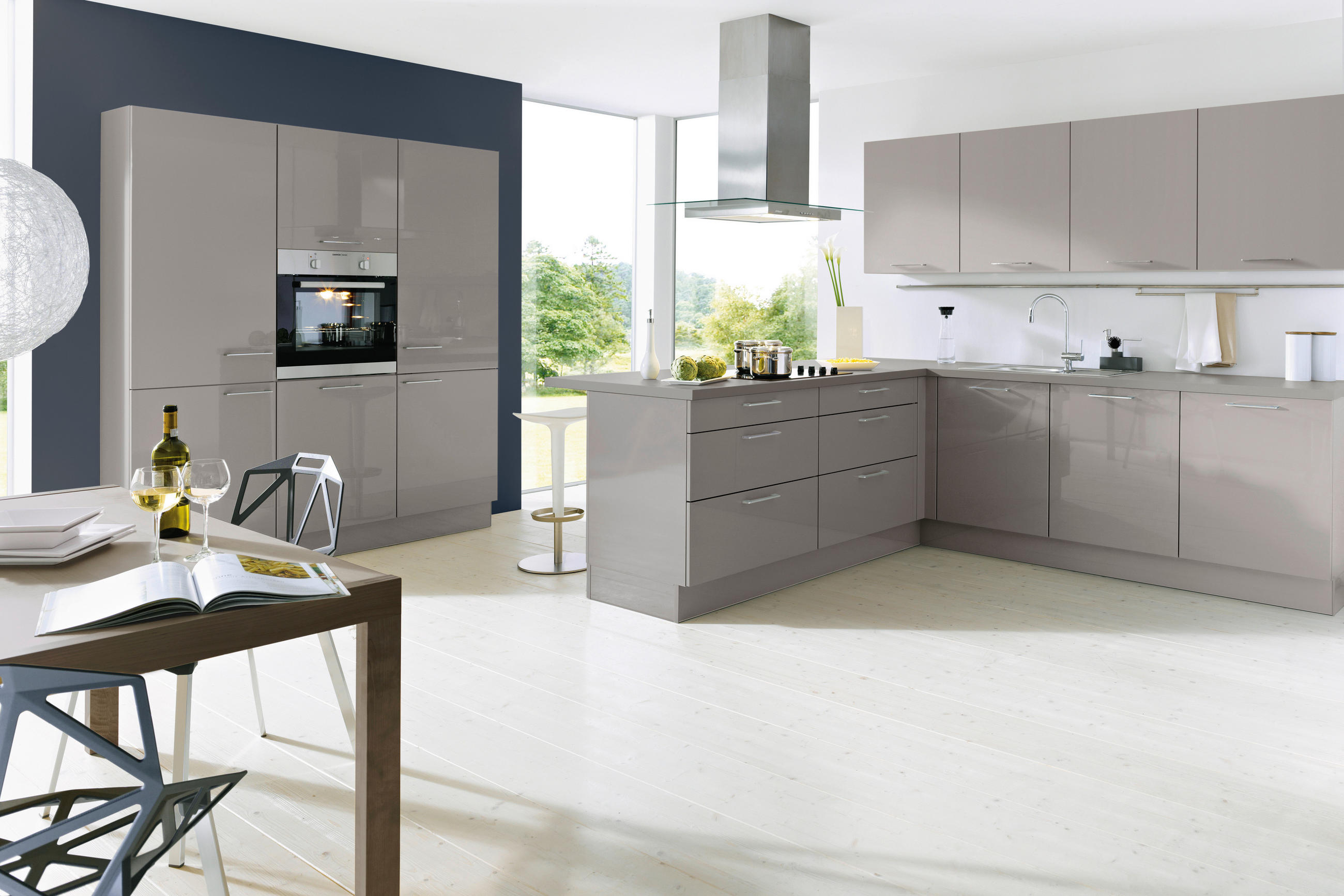 EINBAUKÜCHE BEATE  - Grau, Design, Holzwerkstoff - Novel