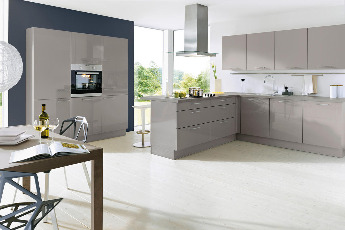 EINBAUKÜCHE BEATE  - Grau, Design, Holzwerkstoff - Novel