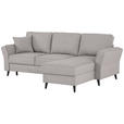 ECKSOFA in Velours Hellgrau  - Hellgrau/Schwarz, KONVENTIONELL, Holz/Textil (244/159cm) - Carryhome