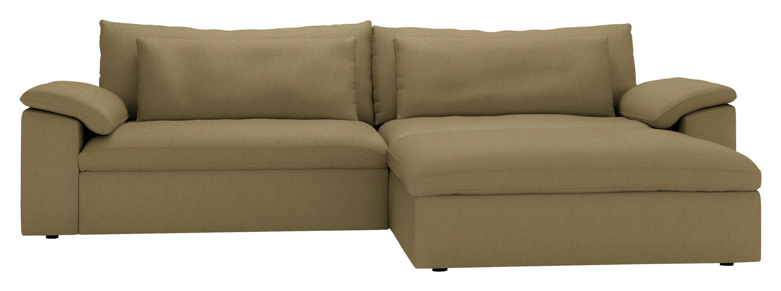 ECKSOFA  Chenille Schilfgrün  - Schilfgrün/Schwarz, Modern, Kunststoff/Textil (306/198cm) - Carryhome