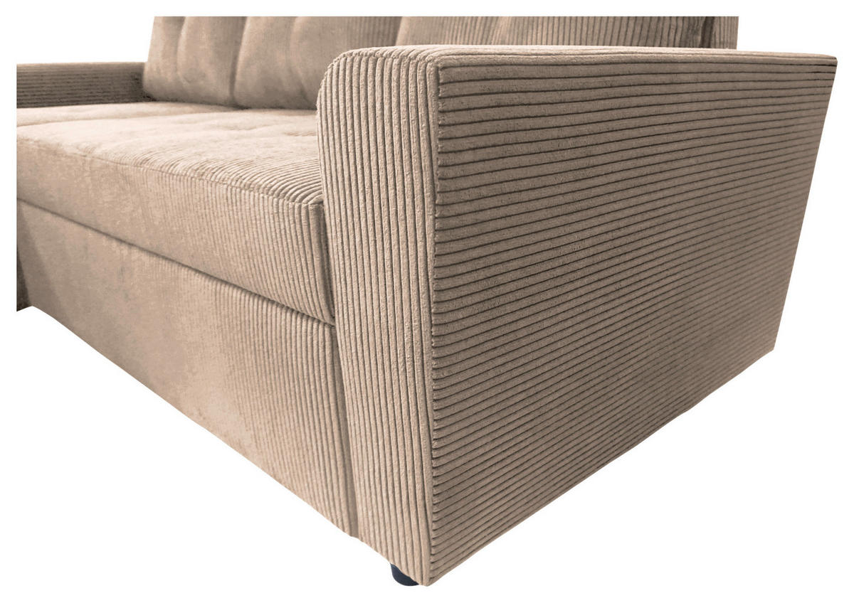 ECKSOFA TERMOLI in Cord Taupe  155/231 cm  - Taupe/Schwarz, Design, Kunststoff/Textil (155/231cm) - MID.YOU