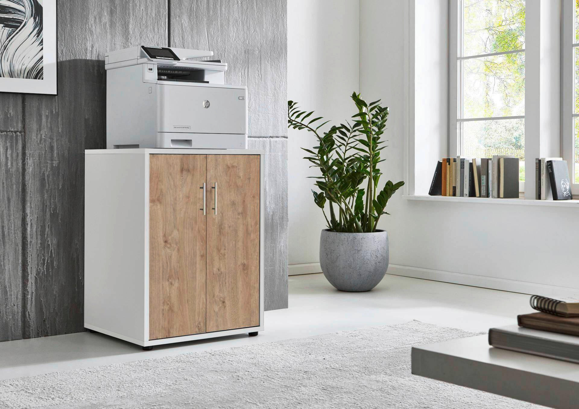 AKTENSCHRANK Weiß, Eichefarben  - Eichefarben/Weiß, MODERN, Holzwerkstoff (54/74/50cm) - MID.YOU