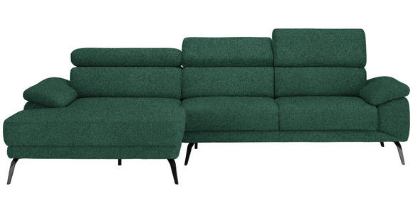 ECKSOFA in Velours Grün  - Schwarz/Grün, Design, Textil/Metall (187/295cm) - Novel