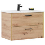 WASCHTISCHKOMBI 75 cm  - Schwarz/Eiche Artisan, Design, Keramik/Holzwerkstoff (75cm) - Xora