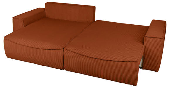 ECKSOFA Rostfarben Cord  - Rostfarben/Schwarz, KONVENTIONELL, Kunststoff/Textil (148/265cm) - Carryhome