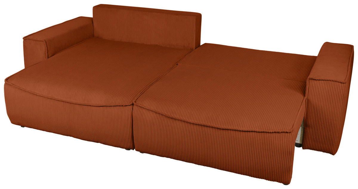 ECKSOFA Rostfarben Cord  - Rostfarben/Schwarz, KONVENTIONELL, Kunststoff/Textil (148/265cm) - Carryhome