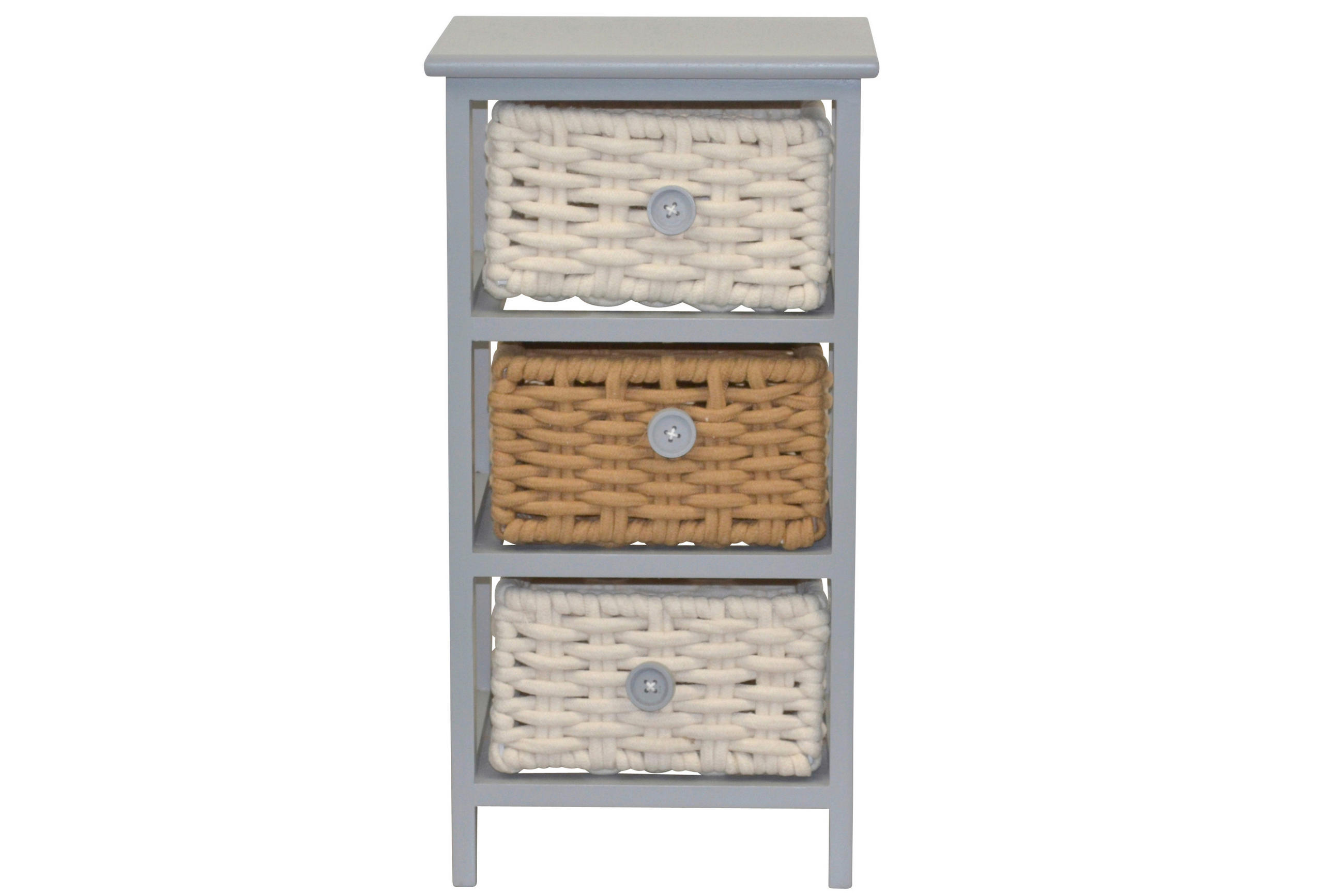 KOMMODE  in  - Creme/Hellgrau, Design, Holz/Textil (25/30/58cm) - MID.YOU
