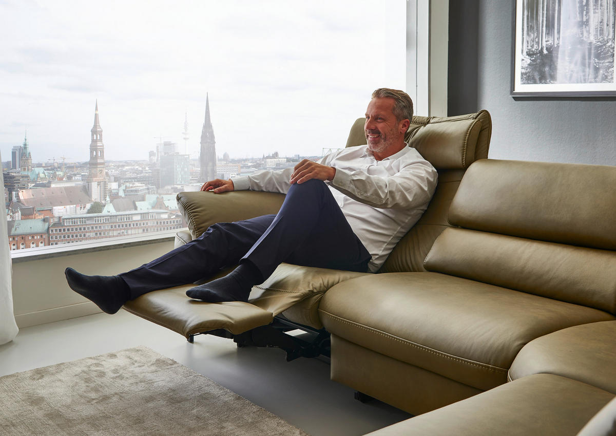 ECKSOFA in Echtleder Schlammfarben  - Schlammfarben/Schwarz, Design, Leder/Metall (280/246cm) - Hukla