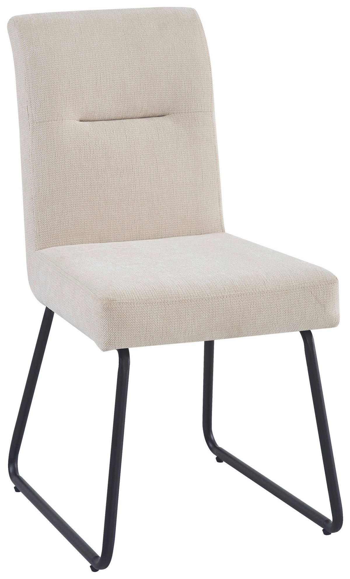 STUHL  in Eisen Leinenoptik Metall, Textil  - Beige/Schwarz, MODERN, Textil/Metall (47/87/63cm) - Stylife