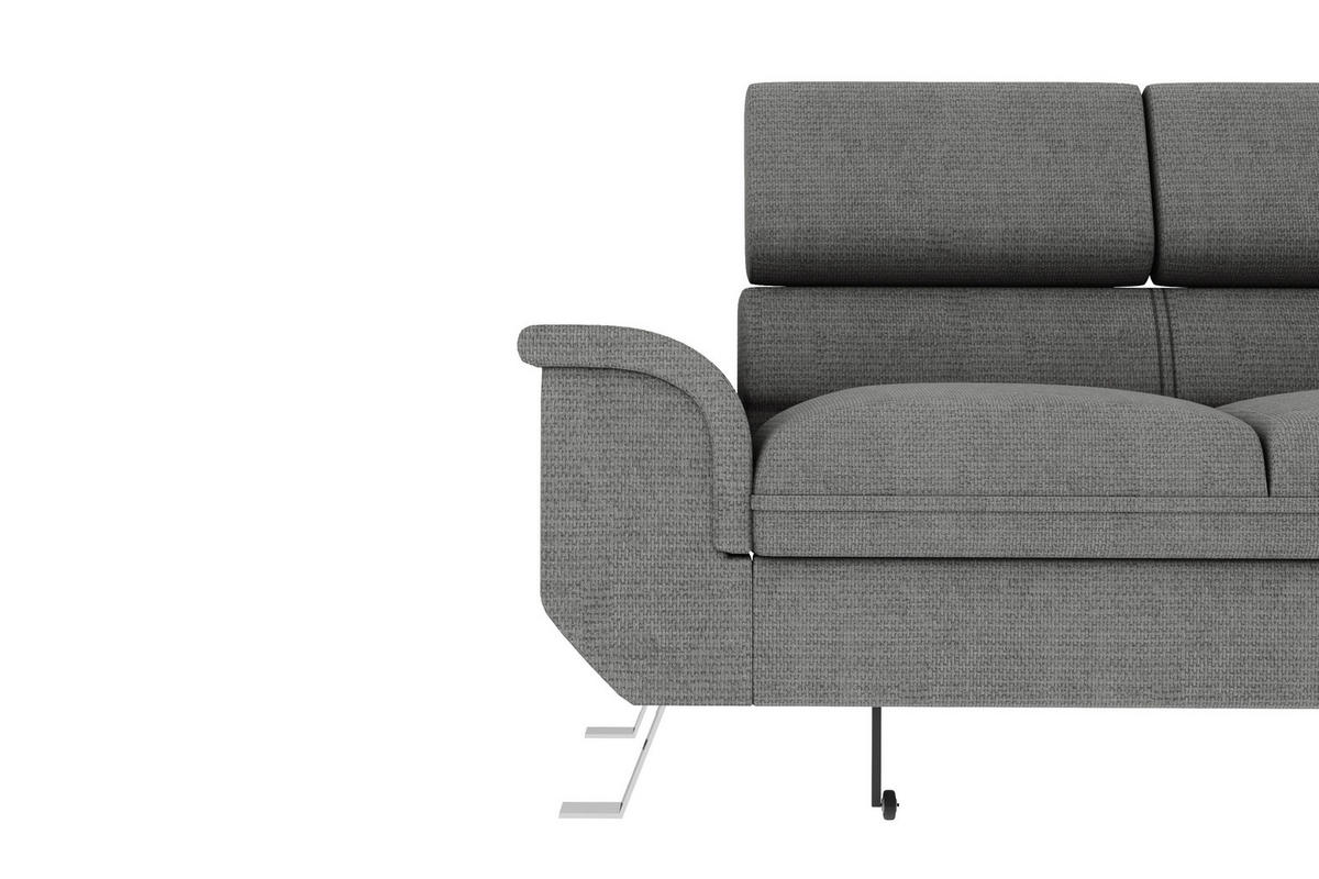 ECKSOFA in Struktur Anthrazit  - Anthrazit/Silberfarben, Konventionell, Textil/Metall (268/207cm) - MID.YOU