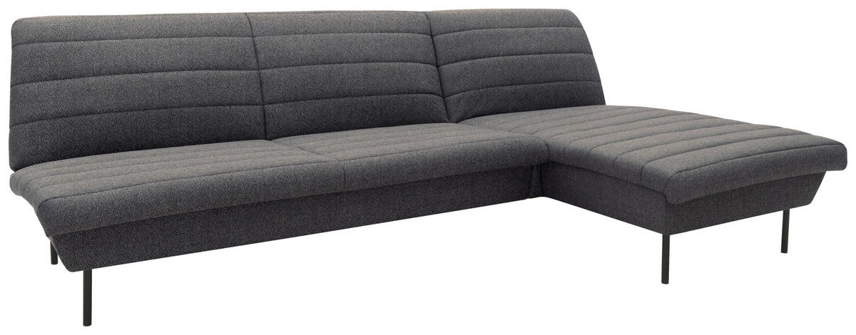 ECKSOFA Looks IX Blaugrau Webstoff  - Blaugrau/Schwarz, Design, Textil/Metall (274/168cm) - LOOKS by W.Joop