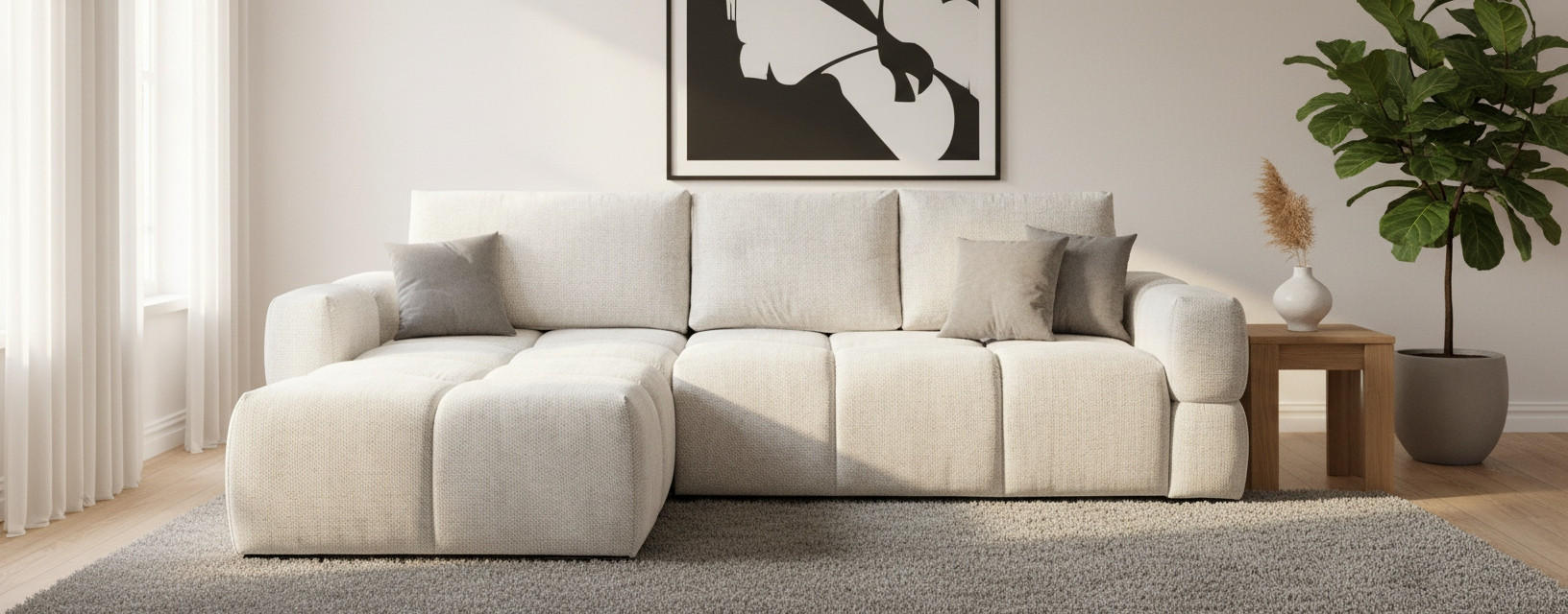 ECKSOFA Kaschmir Chenille Bettkasten, Schlaffunktion, Rücken echt  - Kaschmir/Schwarz, Design, Textil/Metall (173/299cm) - Stylife