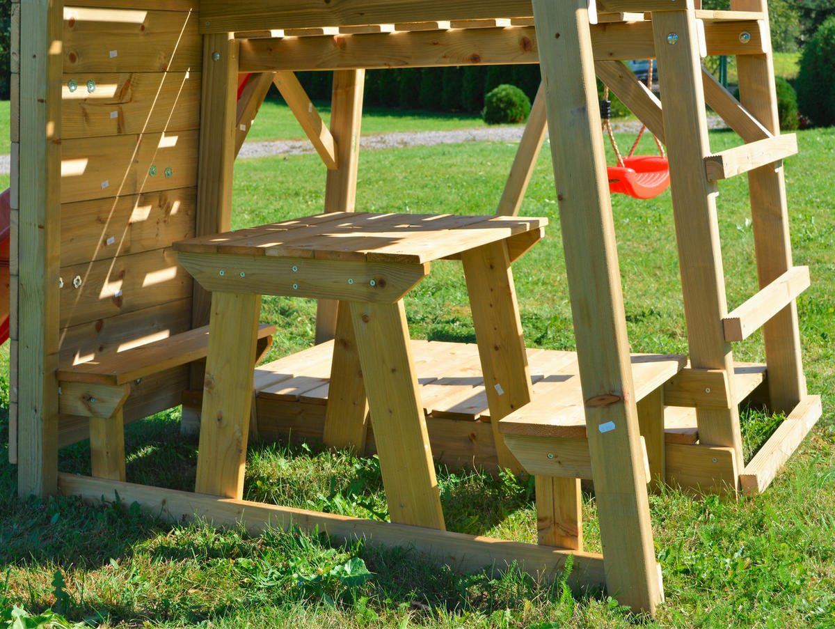 SPIELTURM 270/270/290 cm  - Rot/Naturfarben, KONVENTIONELL, Holz (270/270/290cm) - Ambia Garden
