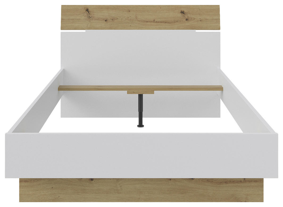 BETT 120/200 cm  in Weiss, Eiche Artisan   - Weiss/Eichefarben, Modern, Holzwerkstoff (120/200cm) - Hom`in