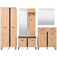 GARDEROBE 5-teilig  in 260/194,5/35 cm  - Schwarz/Eiche Artisan, Basics, Holzwerkstoff (260/194,5/35cm) - Carryhome