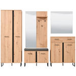 GARDEROBE 5-teilig  in 260/194,5/35 cm  - Schwarz/Eiche Artisan, Basics, Holzwerkstoff (260/194,5/35cm) - Carryhome