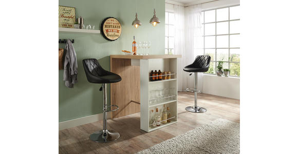 BARHOCKER in Metall, Textil Schwarz, Chromfarben - Chromfarben/Schwarz, Design, Textil/Metall (47,5/82-103/52cm) - Carryhome