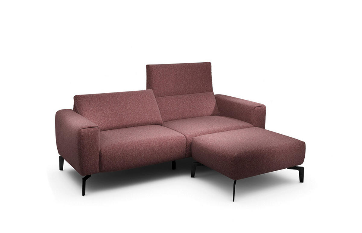 2,5-Sitzer inkl. Hocker Chenille Rot  - Rot/Schwarz, Design, Textil/Metall (220/86/86-94cm) - SENSOO
