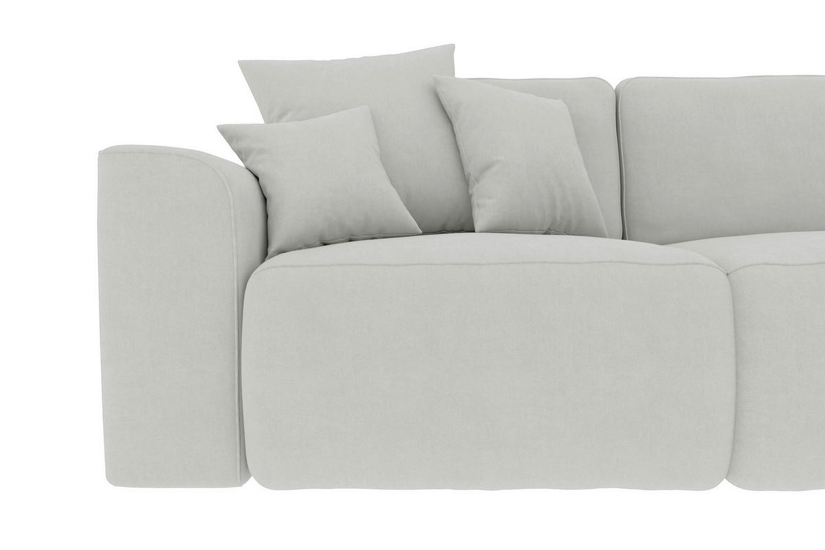 ECKSOFA Hellgrau Velours Zierkissen, Rückenkissen, Bettkasten, Schlaffunktion, Rücken echt, Liegefläche im Originalstoff  - Chromfarben/Hellgrau, KONVENTIONELL, Kunststoff/Textil (293/195cm) - Carryhome