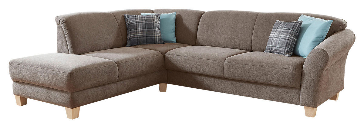 ECKSOFA in Flachgewebe Taupe  - Taupe/Naturfarben, Konventionell, Holz/Textil (212/257cm) - Sit & More