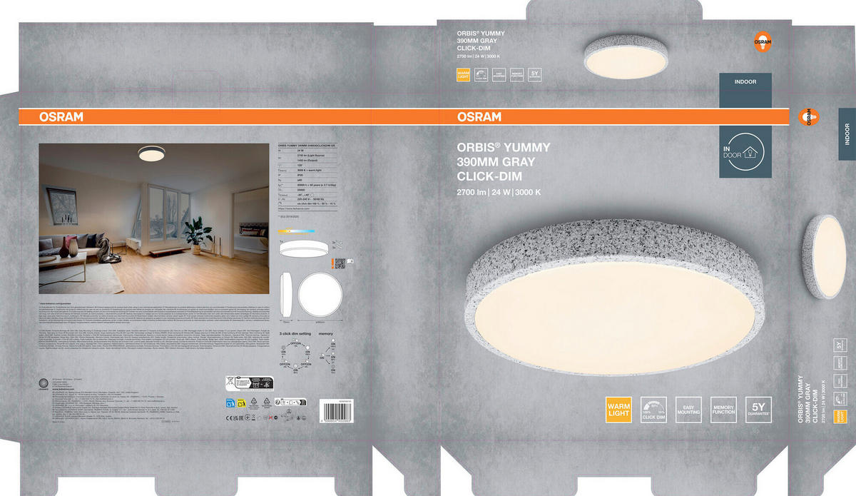 LED-DECKENLEUCHTE 39/7 cm   - Basics, Metall (39/7cm) - Osram