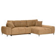 ECKSOFA  in Flachgewebe Cognac  - Cognac/Schwarz, KONVENTIONELL, Textil/Metall (295/180cm) - Carryhome