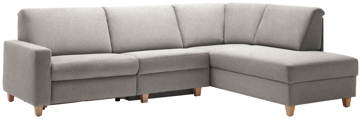 ECKSOFA in Flachgewebe Ecru  261/203 cm  - Ecru/Eichefarben, KONVENTIONELL, Holz/Textil (261/203cm) - Sedda
