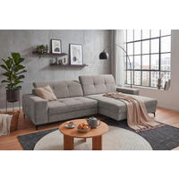 ECKSOFA SORELLA in Mikrovelours Taupe Kopfteilverstellung, Sitztiefenverstellung  328/182 cm  - Taupe/Schwarz, Design, Kunststoff/Textil (328/182cm) - MID.YOU