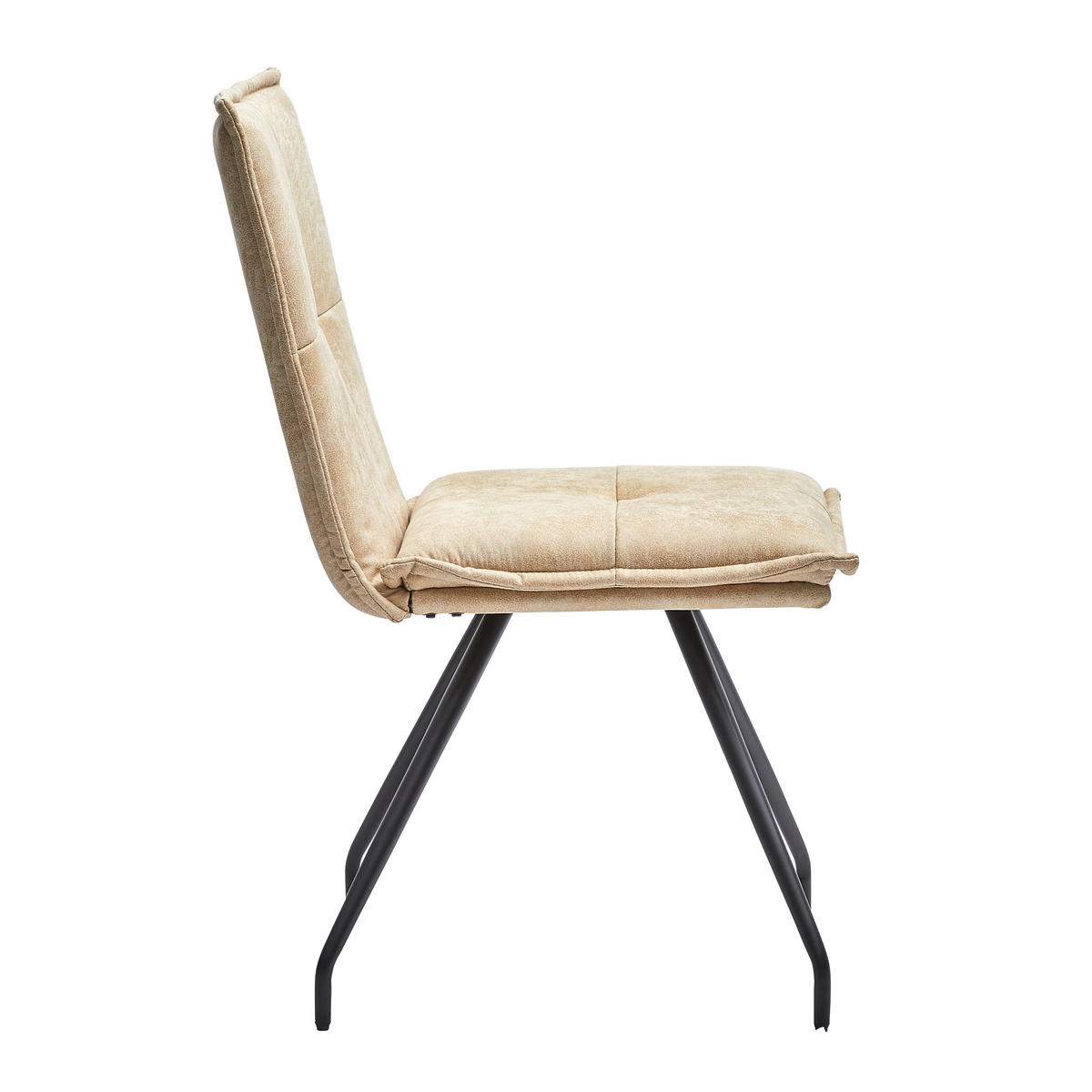 STUHL Mikrofaser Schwarz, Beige  - Beige/Schwarz, MODERN, Textil/Metall (49/89/62cm) - MID.YOU
