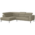 ECKSOFA in Chenille Beige  205/280 cm  - Beige/Schwarz, Design, Textil/Metall (205/280cm) - Xora