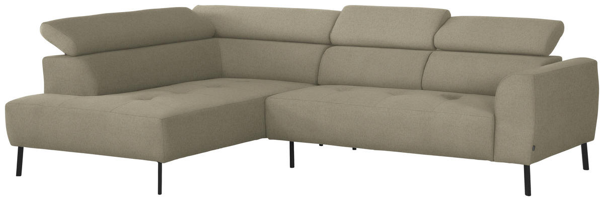 ECKSOFA in Chenille Beige  205/280 cm  - Beige/Schwarz, Design, Textil/Metall (205/280cm) - Xora