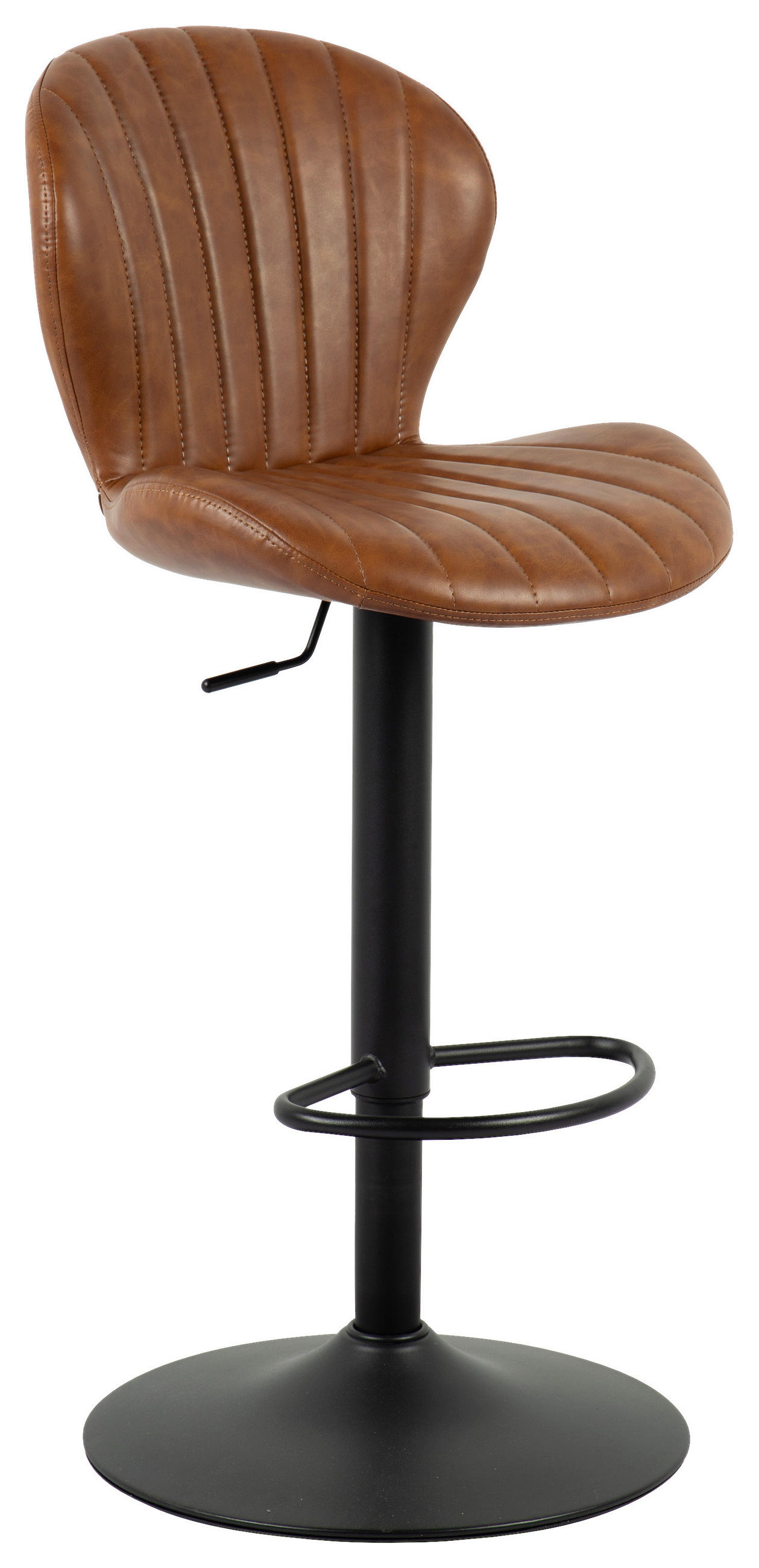 BARHOCKER Lederlook Braun Eisen Sitzfläche 360° drehbar  - Schwarz/Braun, MODERN, Textil/Metall (45,5/95-116/50,5cm) - MID.YOU