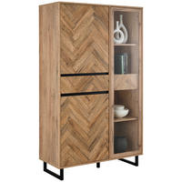 VITRINE  in Schwarz, Eichefarben  - Eichefarben/Schwarz, KONVENTIONELL, Glas/Holzwerkstoff (99,9/165,8/42cm) - Hom`in