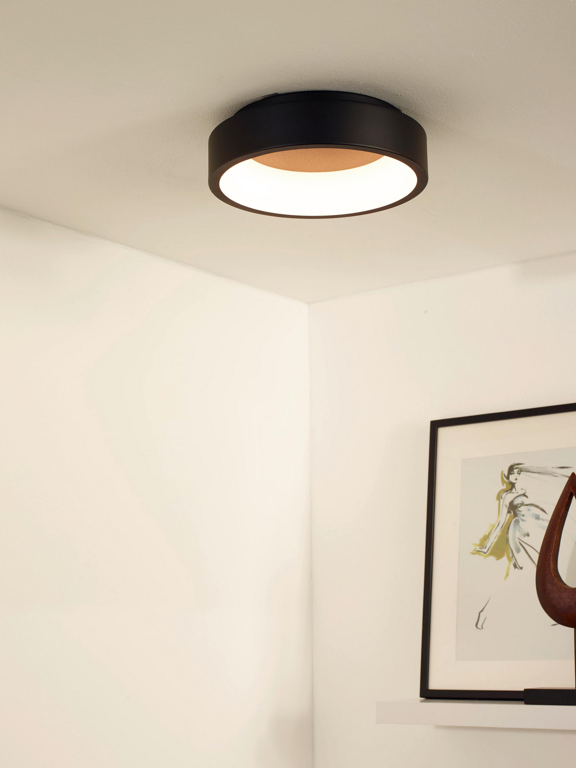 DECKENLEUCHTE Tallowe LED 30/8/8 cm   - Schwarz/Weiß, KONVENTIONELL, Metall (30/8/8cm) - Lucide