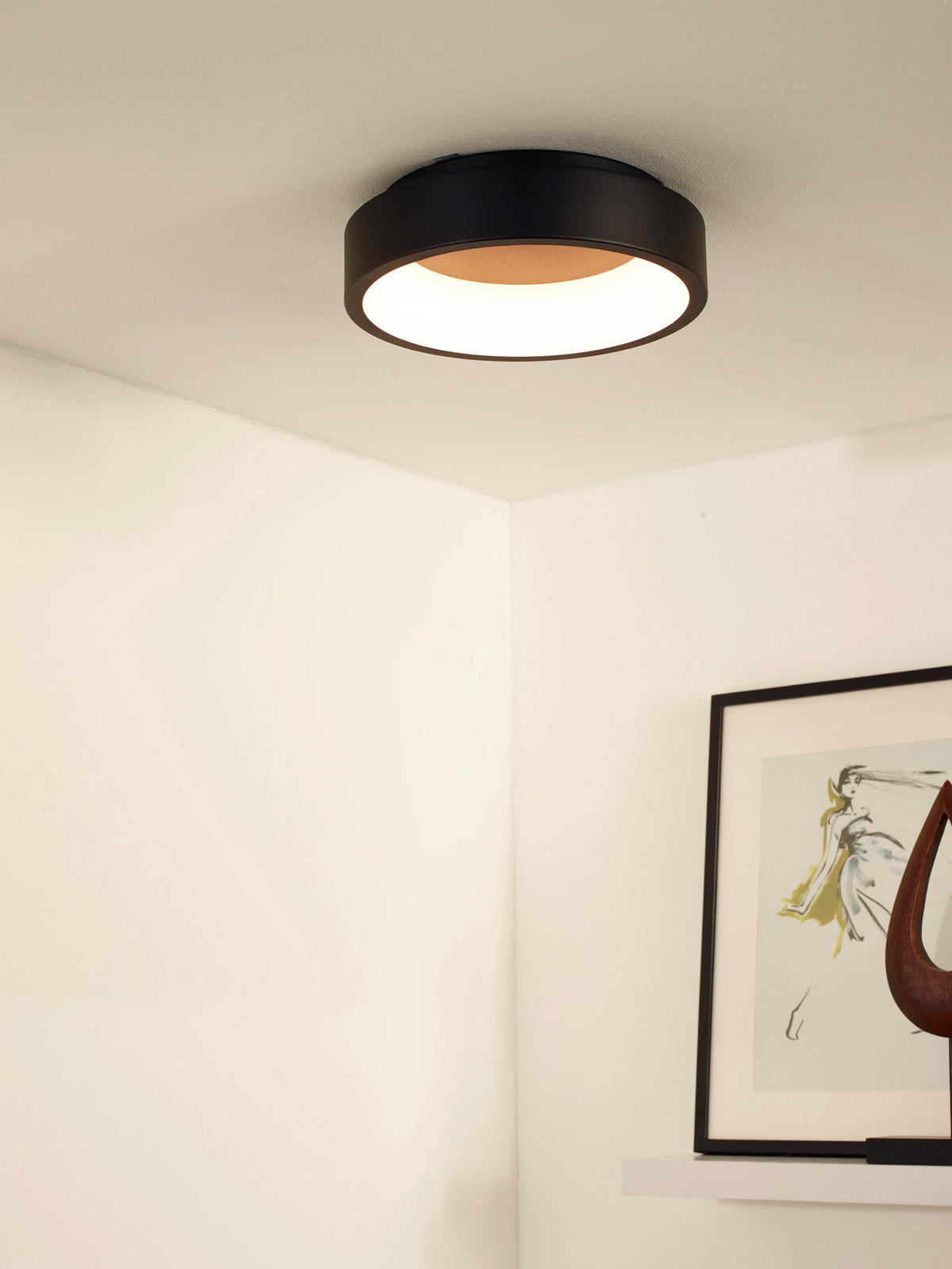 DECKENLEUCHTE Tallowe LED 30/8/8 cm   - Schwarz/Weiß, KONVENTIONELL, Metall (30/8/8cm) - Lucide