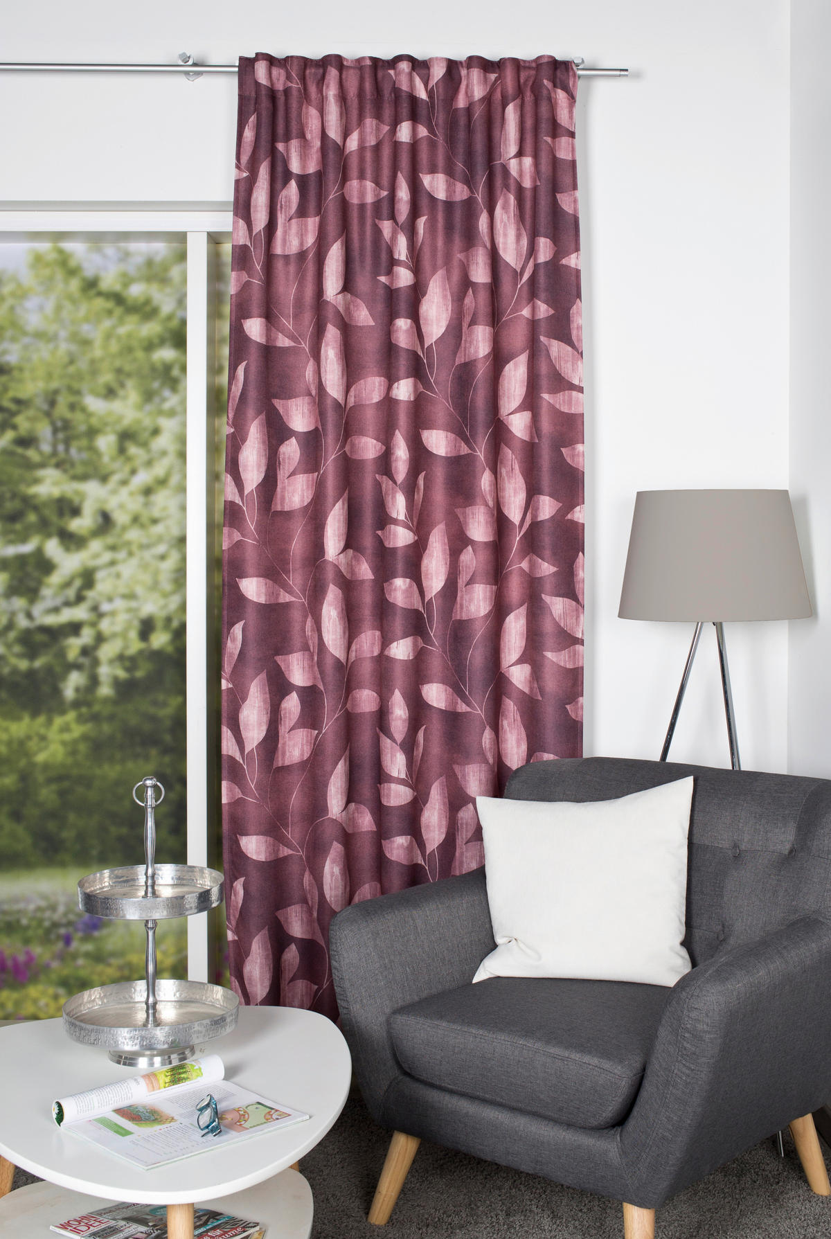 FERTIGVORHANG  Verdunkelung   135/245 cm  - Bordeaux, Natur, Textil (135/245cm)
