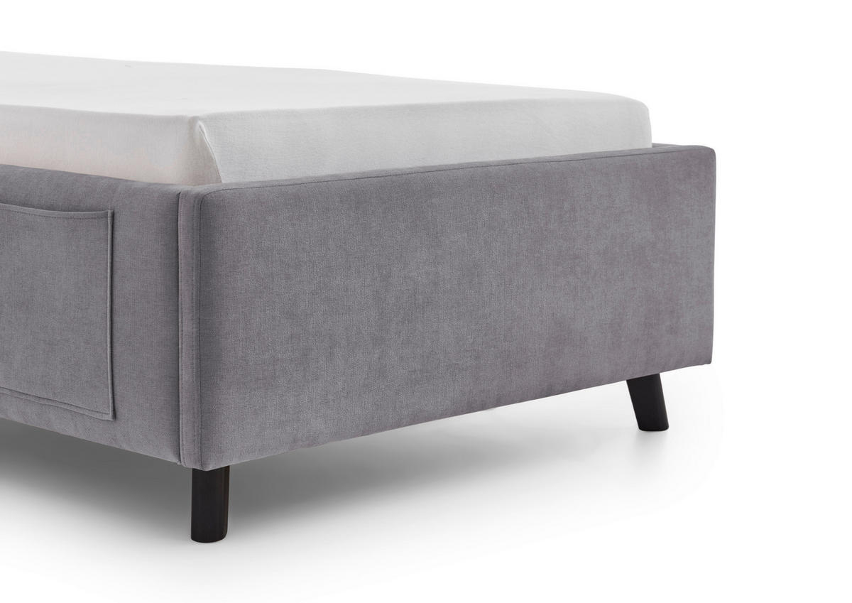 POLSTERBETT 90/200 cm,  in Grau, Schwarz, Betttasche,  - Schwarz/Grau, KONVENTIONELL, Holz/Textil (90/200cm) - Boxxx