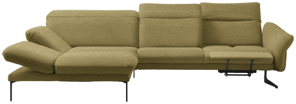 ECKSOFA in Webstoff Hellgrün  - Anthrazit/Hellgrün, Design, Textil/Metall (203/299cm) - Himolla