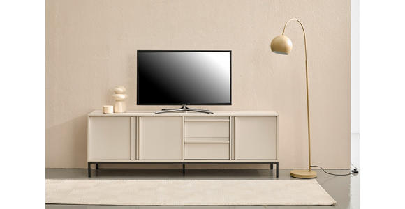 LOWBOARD - Hellgrau/Schwarz, Design, Holz/Holzwerkstoff (180/60,5/40cm) - Xora