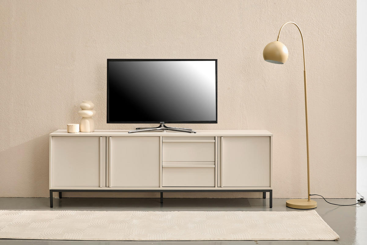 LOWBOARD - Hellgrau/Schwarz, Design, Holz/Holzwerkstoff (180/60,5/40cm) - Xora