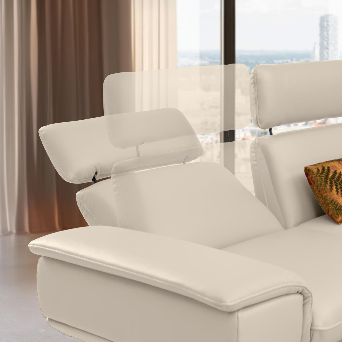 ECKSOFA in Echtleder Ecru  - Ecru/Beige, Design, Leder/Metall (239/150cm) - Koinor