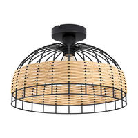 DECKENLEUCHTE ANWICK 38/26,5 cm   - Schwarz/Naturfarben, Natur, Holz/Metall (38/26,5cm) - Eglo