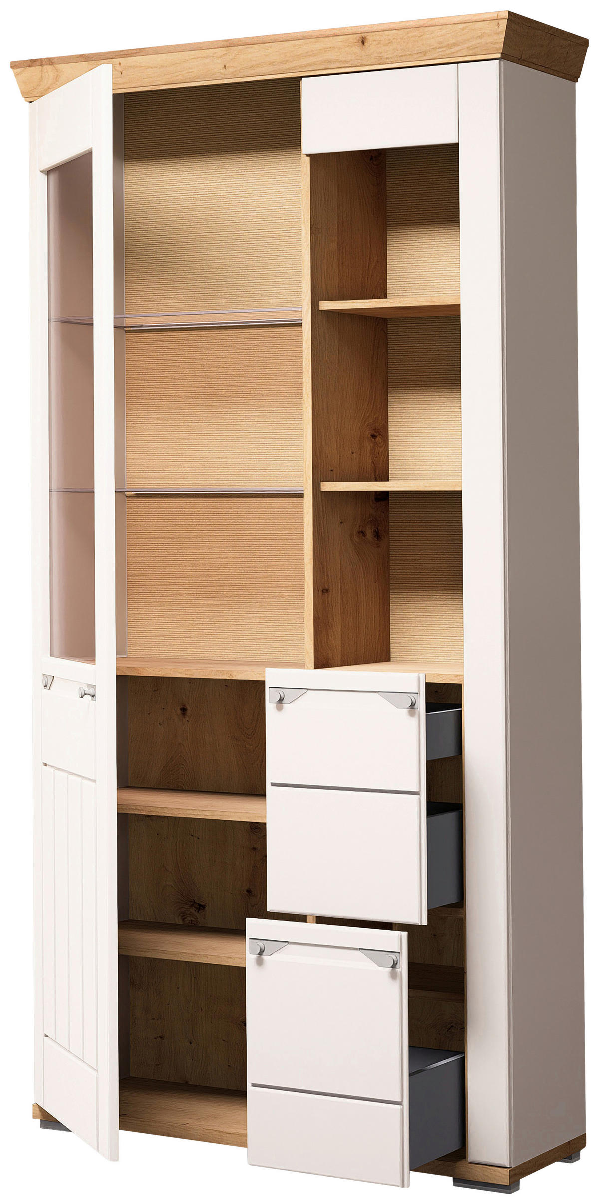 VITRINE  in Kaschmir, Eiche Artisan - Kaschmir/Eiche Artisan, ROMANTIK / LANDHAUS, Glas/Holzwerkstoff (96/208/45cm) - Landscape