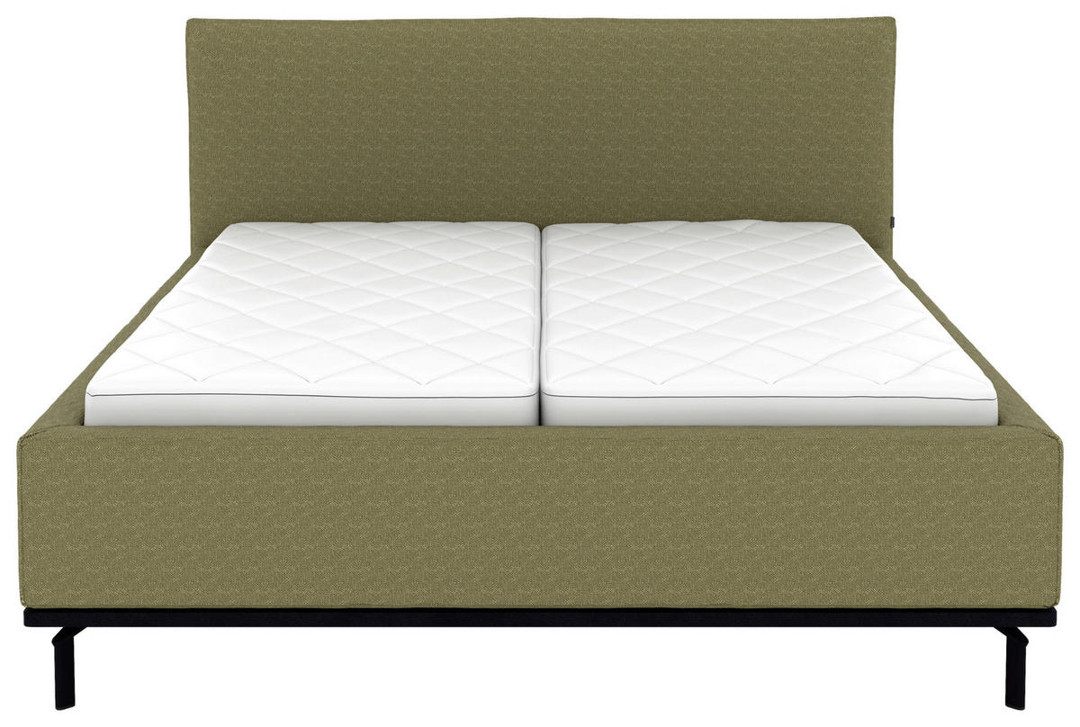 POLSTERBETT Matratze, Lattenrost, Bettkasten 180/200 cm  in Olivgrün  - Graphitfarben/Weiß, Design, Holz/Textil (180/200cm) - Musterring