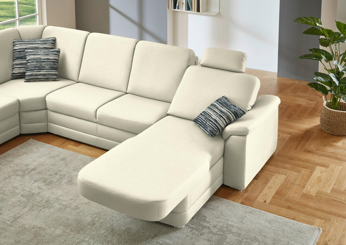 WOHNLANDSCHAFT  in Chenille Beige  - Beige/Alufarben, KONVENTIONELL, Holz/Textil (235/329/160cm) - Beldomo Comfort