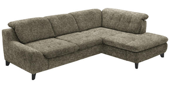 ECKSOFA in Chenille Olivgrün  - Schwarz/Olivgrün, KONVENTIONELL, Textil/Metall (281/200cm) - Carryhome